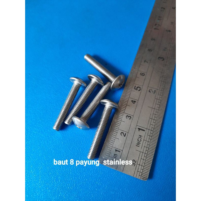baut 8 payung 3cm isi 5biji. stainless
