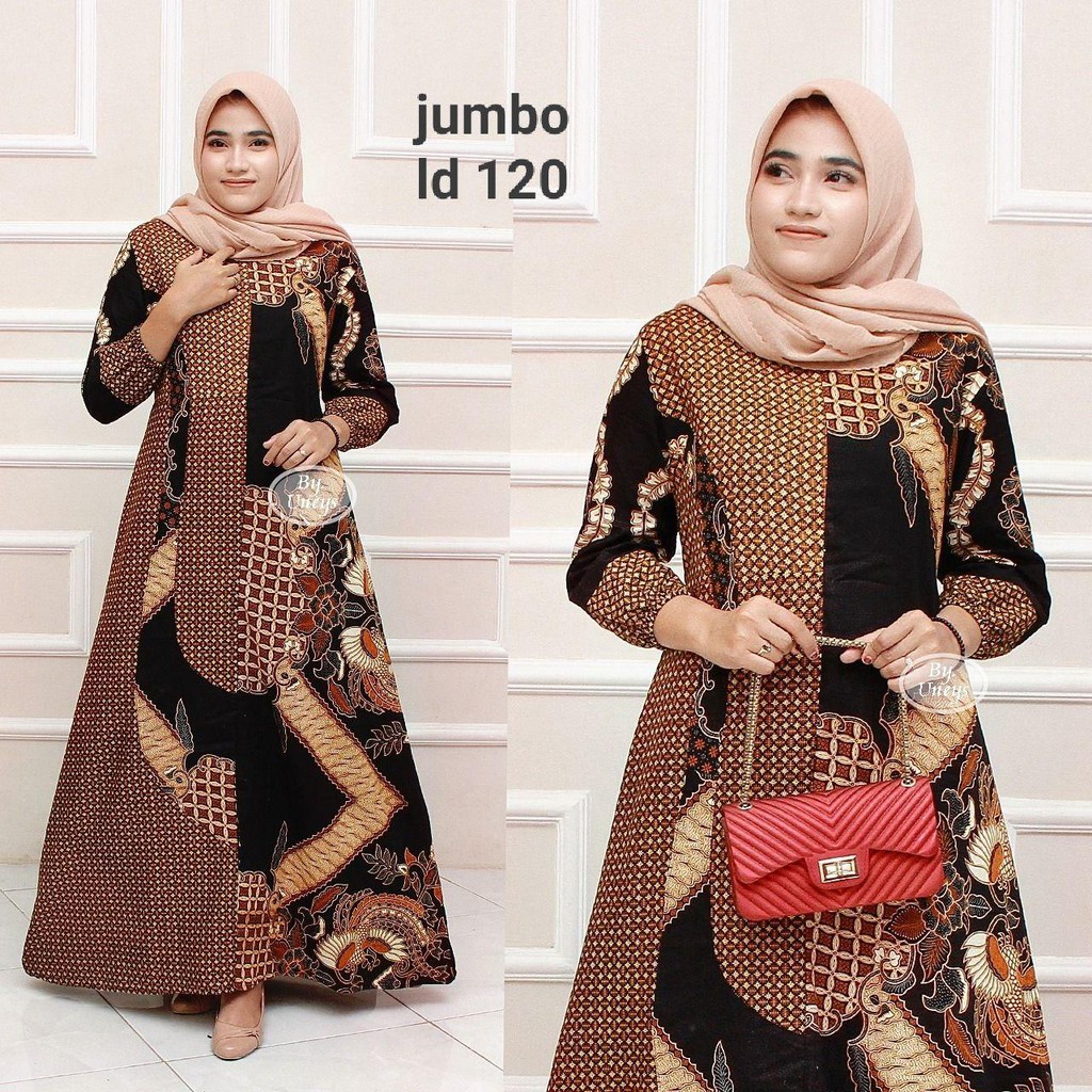 Gamis Batik Super Jumbo LD 110 Dan LD 120 Bahan Katun Motiv Terbaru Bisa Cod