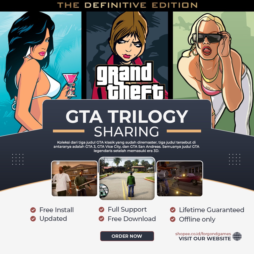 Jual GTA TRILOGY GRAND THEFT AUTO TRILOGY DEFINITIVE EDITION PC GAME ...