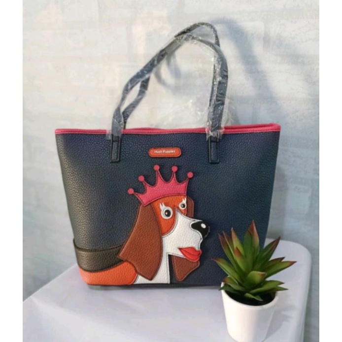 hush puppies totebag - tote bag hush puppies woofy - tas hush puppies - preloved hush puppies