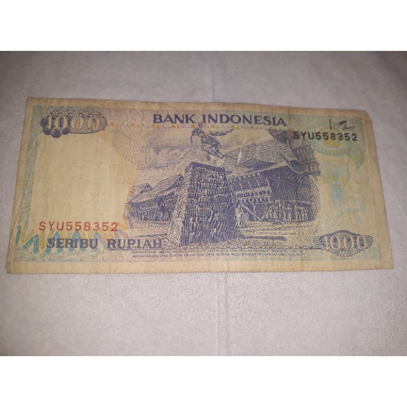 Mata Uang Indonesia Rp 1.000,- Uang Kertas Lama Uang Kertas Kuno Uang Kertas Antik Kolektor Uang Ker