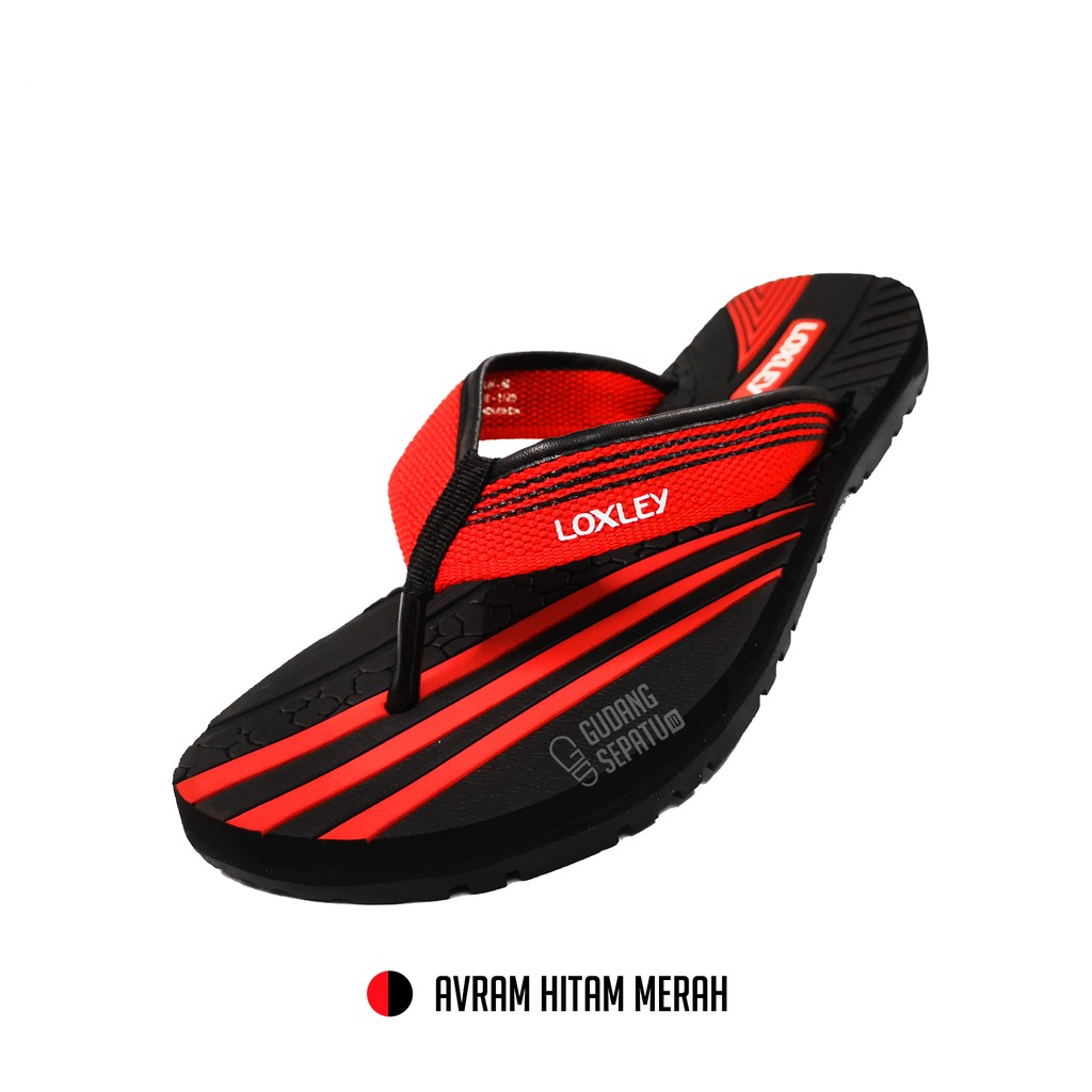 Sandal Japit Pria Kasual LOXLEY AVRAM 38-43 Hitam Merah 100% original