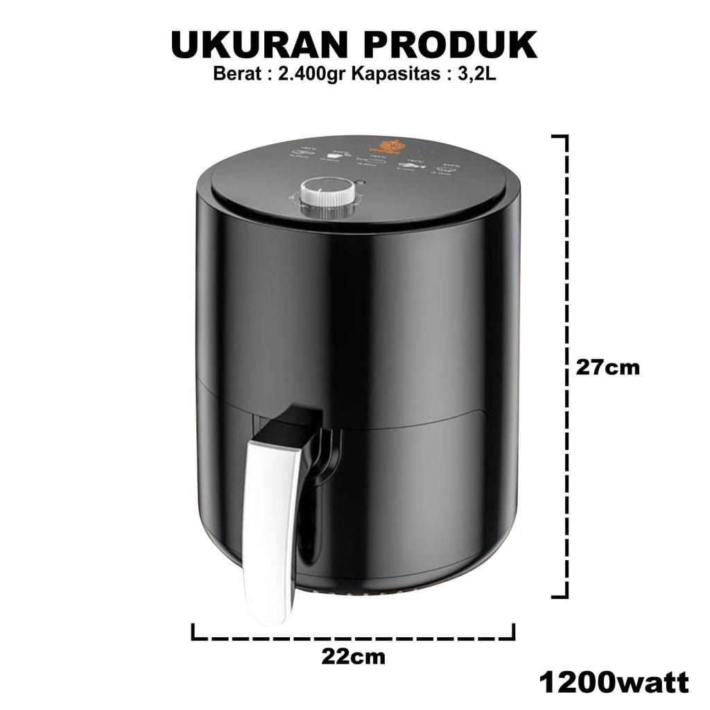 TURUN HARGA Air Fryer Low Watt 3.2L Mesin Penggorengan Tanpa Minyak Anti Lengket AirFryer Hemat Listrik &amp; Anti Jeglek Mesin Penggorengan Tanpa Minyak