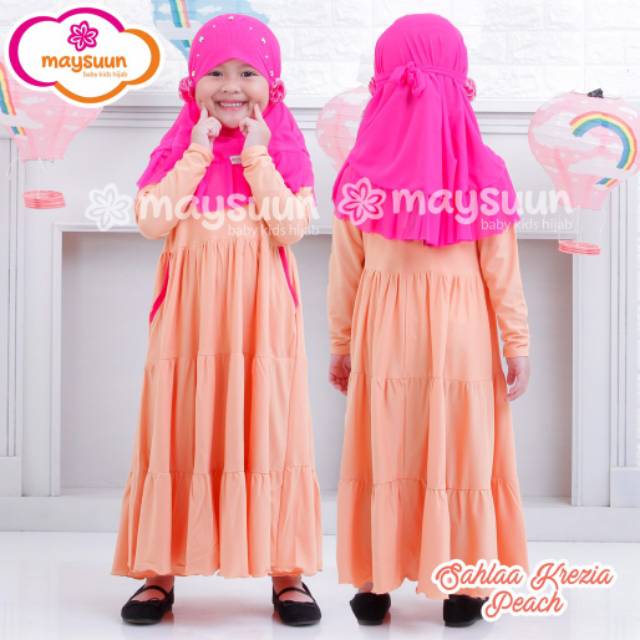 MAYSUUN GAMIS SAHLA/gamis anak adem/ gamis anak maysuun/ gamis polos/ sahla maysuun/ sahla krezia pe