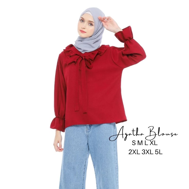 Size S M L XL XXL 3XL 4XL/5L - Agatha Blouse - Blouse Jumbo - Atasan Wanita Jumbo - Baju Jumbo - Tasan Big Size-Marun