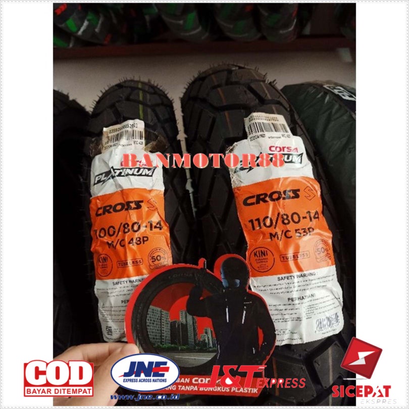 Sepaket Ban Corsa Cross S 100 80 110 80 Ring 14 Tubeless Ban PCX Vario 150 FREE PENTIL