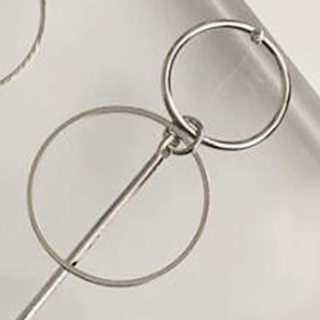 Hu Hu Hu Hu Hu Alat Bantu Pasang Kacamata♡ Anting Stud Tassel Panjang Bentuk Lingkaran Ganda Geometris Bahan Alloy Untuk Wanita