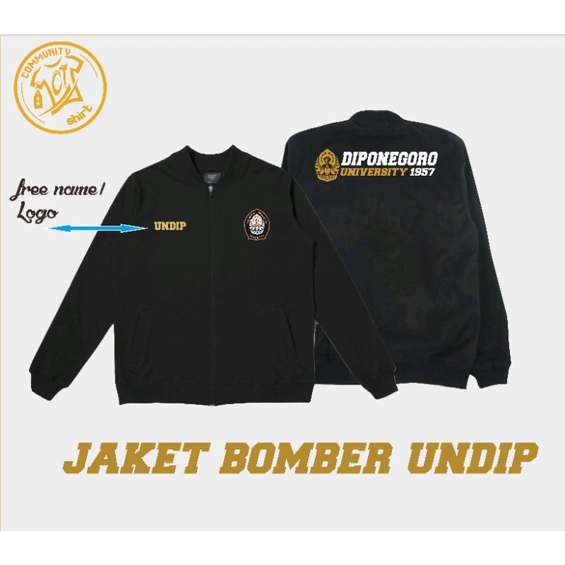 Jaket Bomber UNDIP / universitas Diponegoro Black Jacket Premium