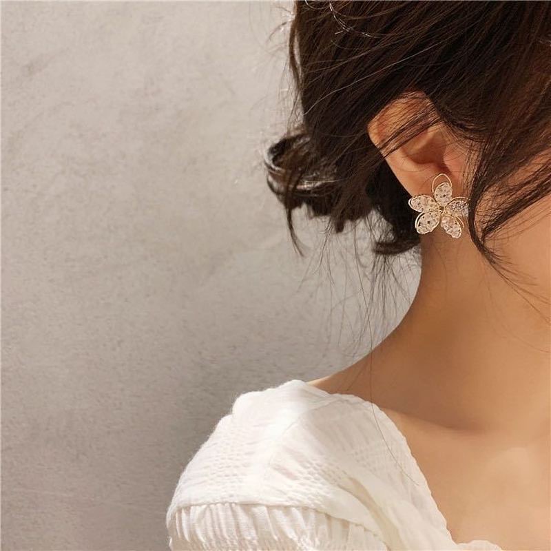 PREMIUM ANTING BUNGA KRISTAL - 6766