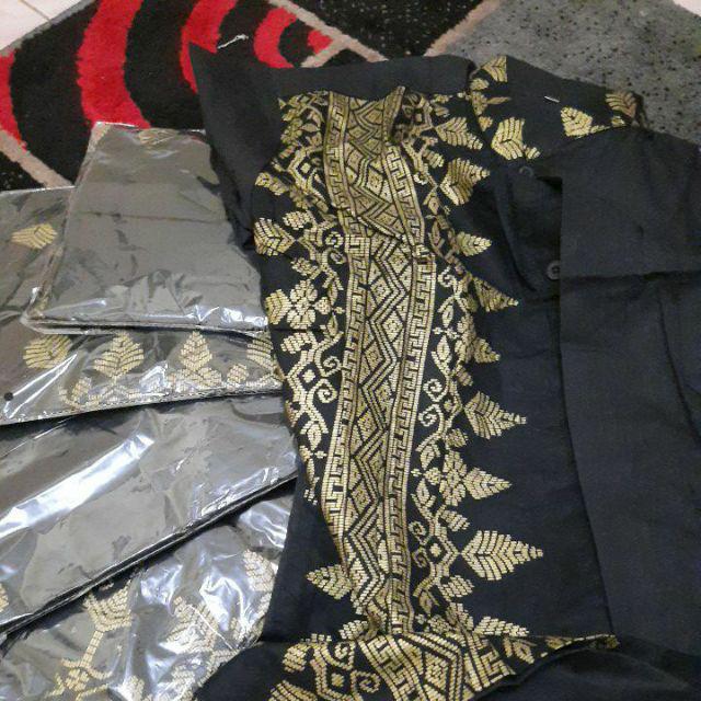 Batik Kalongan Hrb026 Kenongo Kemeja Hem Pendek Padi Pekalongan 86