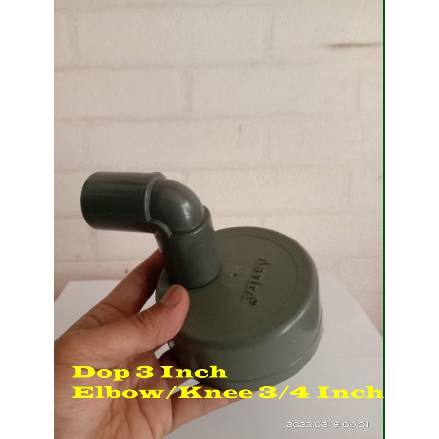 Dop Tutup pipa Hidroponik 3 inch Output knee 3/4 Inch