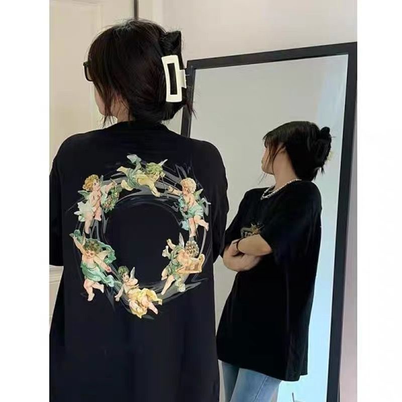 THISTLE - Oversize Tee Tshirt Wanita Model Longgar Motif Angel Depan Belakang