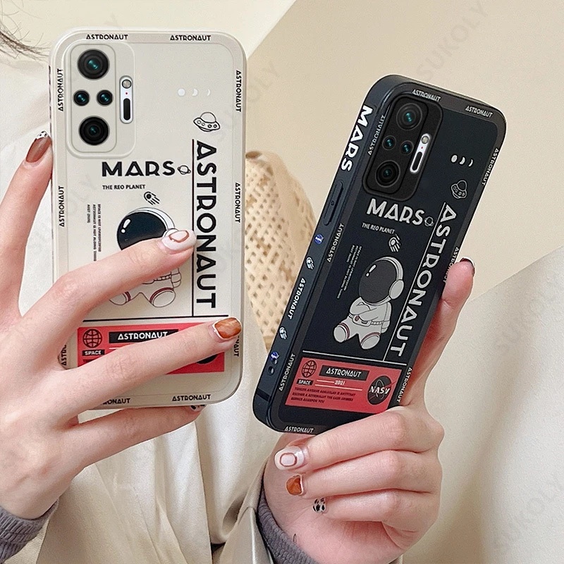 Case Bentuk Kotak Astronot Anti Jatuh Untuk Xiaomi 11 Poco X3 NFC X3 Pro Poco M3 M2 Redmi Note 7 Pro Note 8 Pro Note 9 Pro Note 10 Pro Note 11 Pro Redmi 8 9 10 9 10 9A 9T 9T