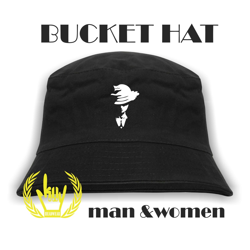 Topi Pria Wanita BUCKET HAT LGN Premium / Topi Buket Gaul Topi Hitam Premium Hits