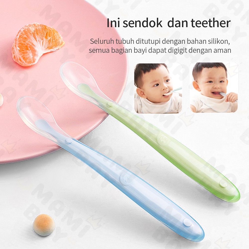 OKEYI Sendok bayi lembut silikon alat makan bayi BPA free