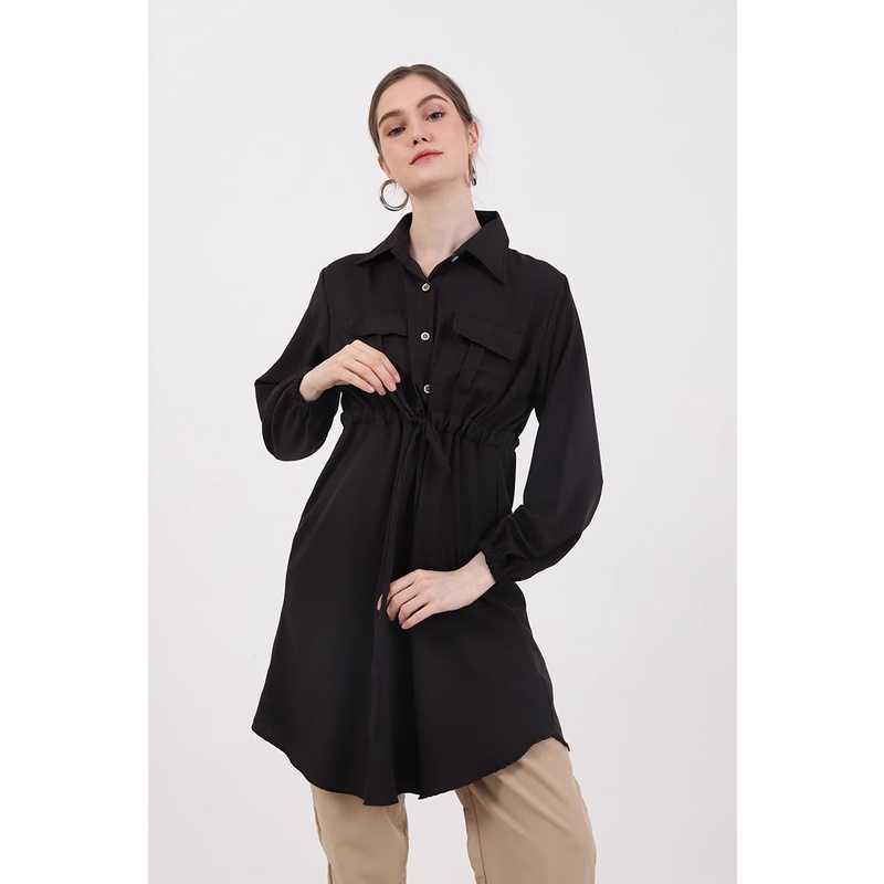 Berrybenka - Atasan Blouse Wanita Sofia Munara Drawstring Tops-1