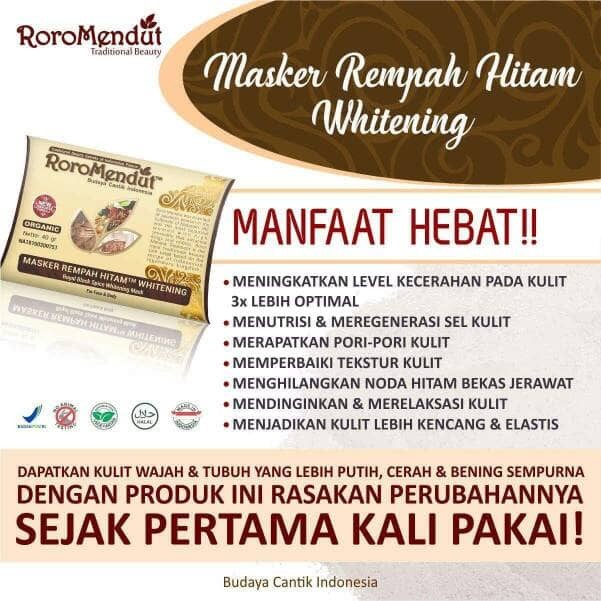 Masker Whitening Premium Organic Rempah Hitam Roro Mendut