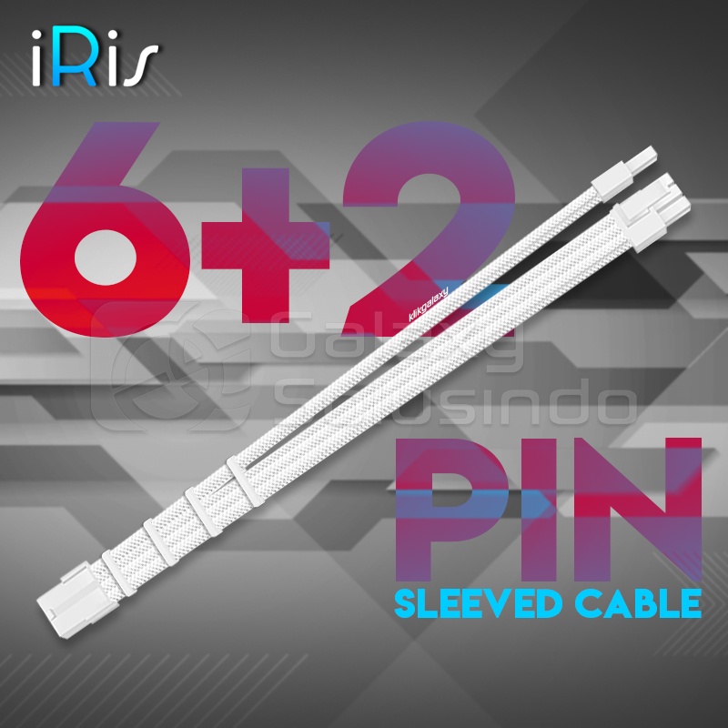 iRis ATX 6+2 Pin 8 Pin Extension Sleeved Cable - White