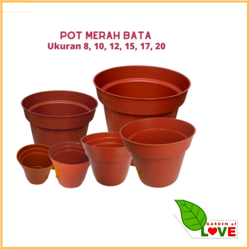 Pot Bunga Murah/Pot Tanaman/Pot Plastik Merah Bata uk 8 10 12 15 17A 20 Pot Bunga Pot tanaman Termur