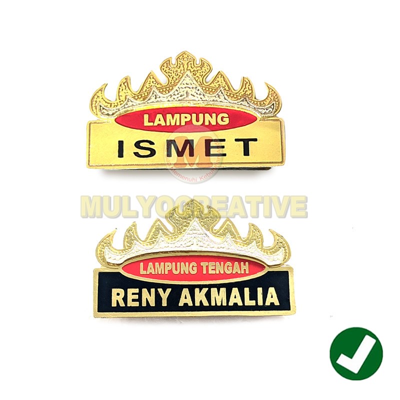 

Papan Nama Dada Siger Lampung - Nametag Siger Lampung Custom Nama Bahan Logam