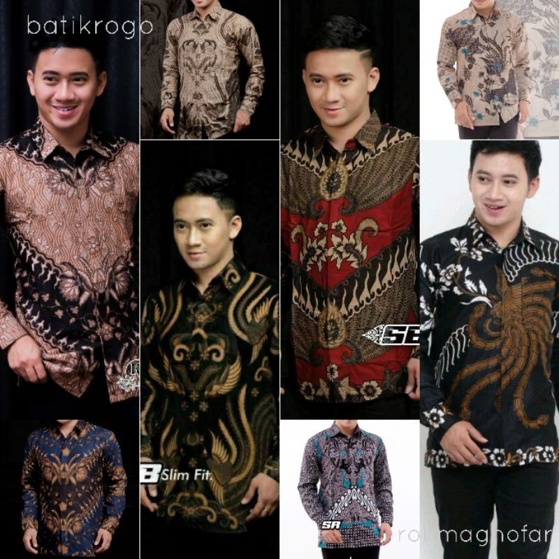 Rogo Batik Pria Kemeja Pria Lengan Panjang Batik HRB026 Kenongo Seragam Ready Stock M L XL XXL COD