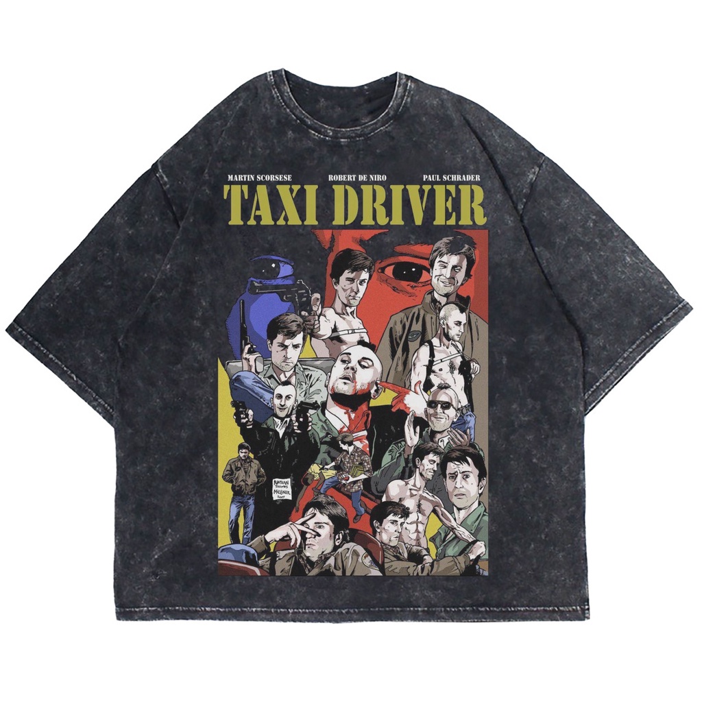 KAOS OVERSIZE TAXI DRIVER MOVIE WASHING VINTAGE TEE (T-SHIRT OVERSIZE WASHED)