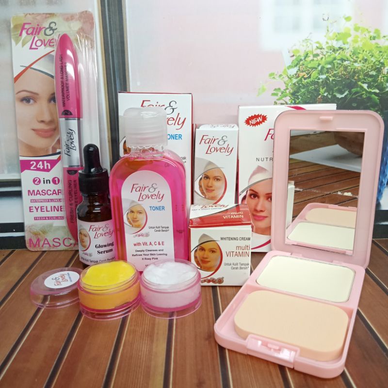 6 IN 1 PAKET FAIR LOVELY (CREAM SUSUN, TONER, SERUM, BEDAK, MASCARA)