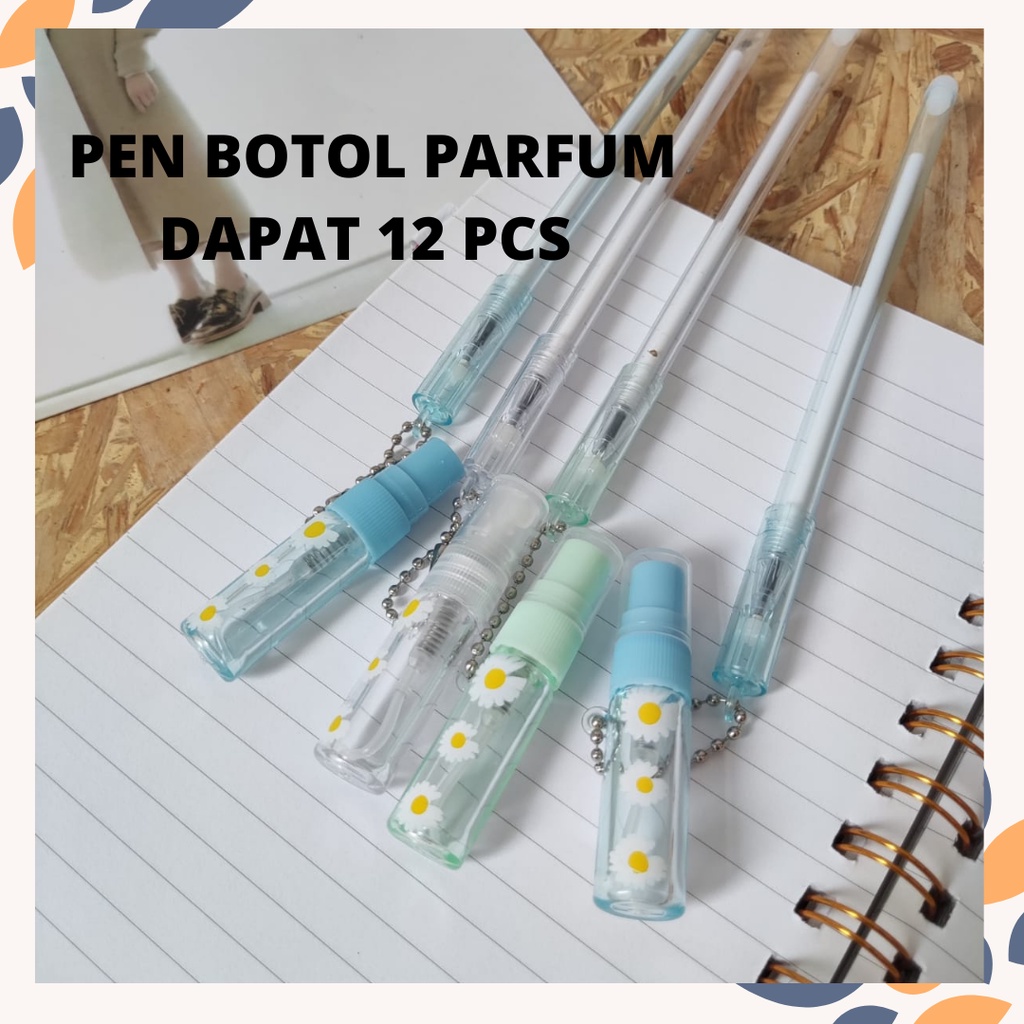 PEN GANTUNGAN KUNCI BOTOL PARFUM DAPAT 12 PCS PENA BOLPEN BALLPOINT KARAKTER LUCU UNIK ALAT TULIS KA
