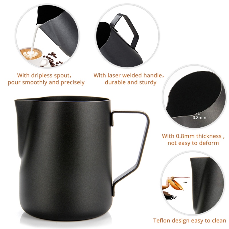 Pitcher Susu Kopi Espresso Latte Bahan Stainless Steel Anti Lengket Untuk Barista