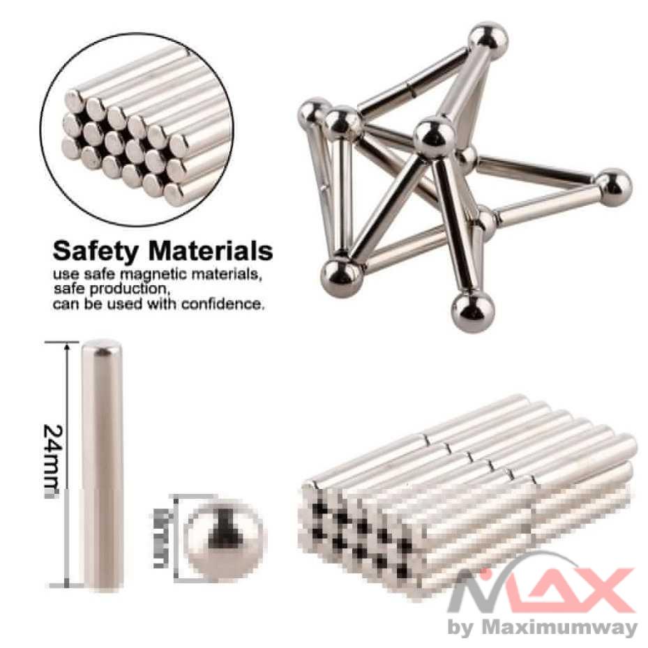 ZY Mainan Magnetik Steel Metalic Stick and Bucky Balls - J75 Warna Silver