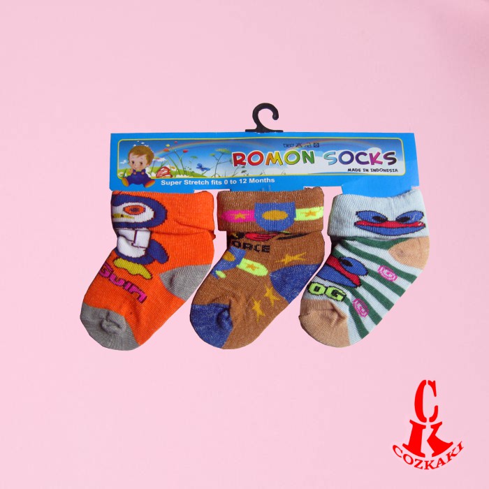 [3 PASANG] KAOS KAKI ANAK BAYI UNISEX PEREMPUAN/LAKI-LAKI MODEL PERGELANGAN GULUNG USIA 1 TAHUNAN