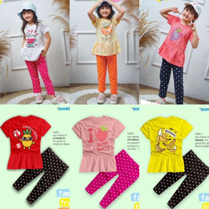 Baju Setelan Anak Perempuan Lengan Pendek Brand Bumblebee usia 1 tahun sampai 6 tahun