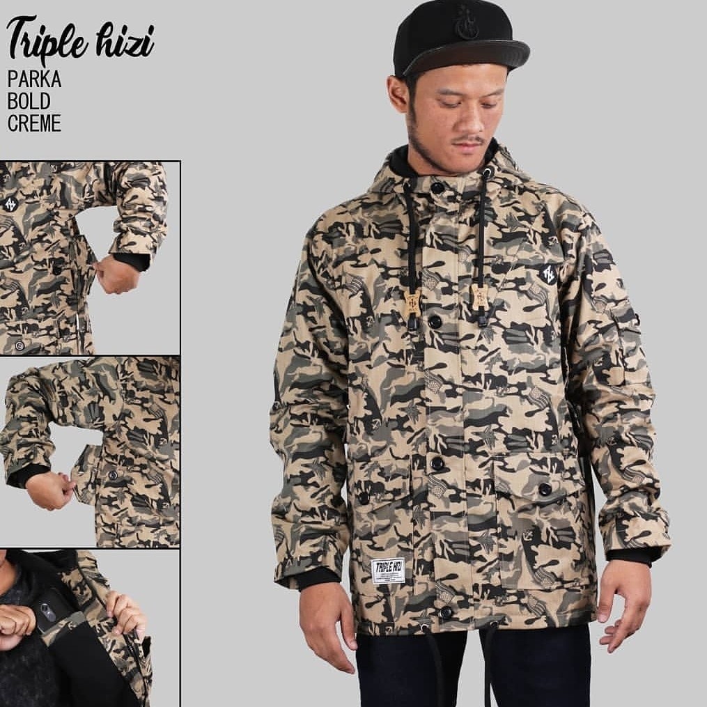(KS) Jaket Parka Army Bordir
