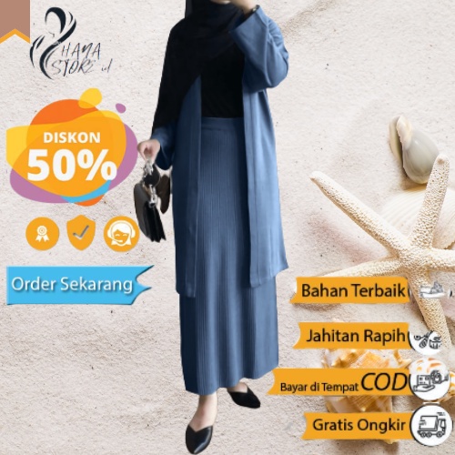 Nurika One Set Rok Span Cardigan 2 In 1 wanita rok Panjang dan baju Terbaru Tebal Lembut Wanita Prem