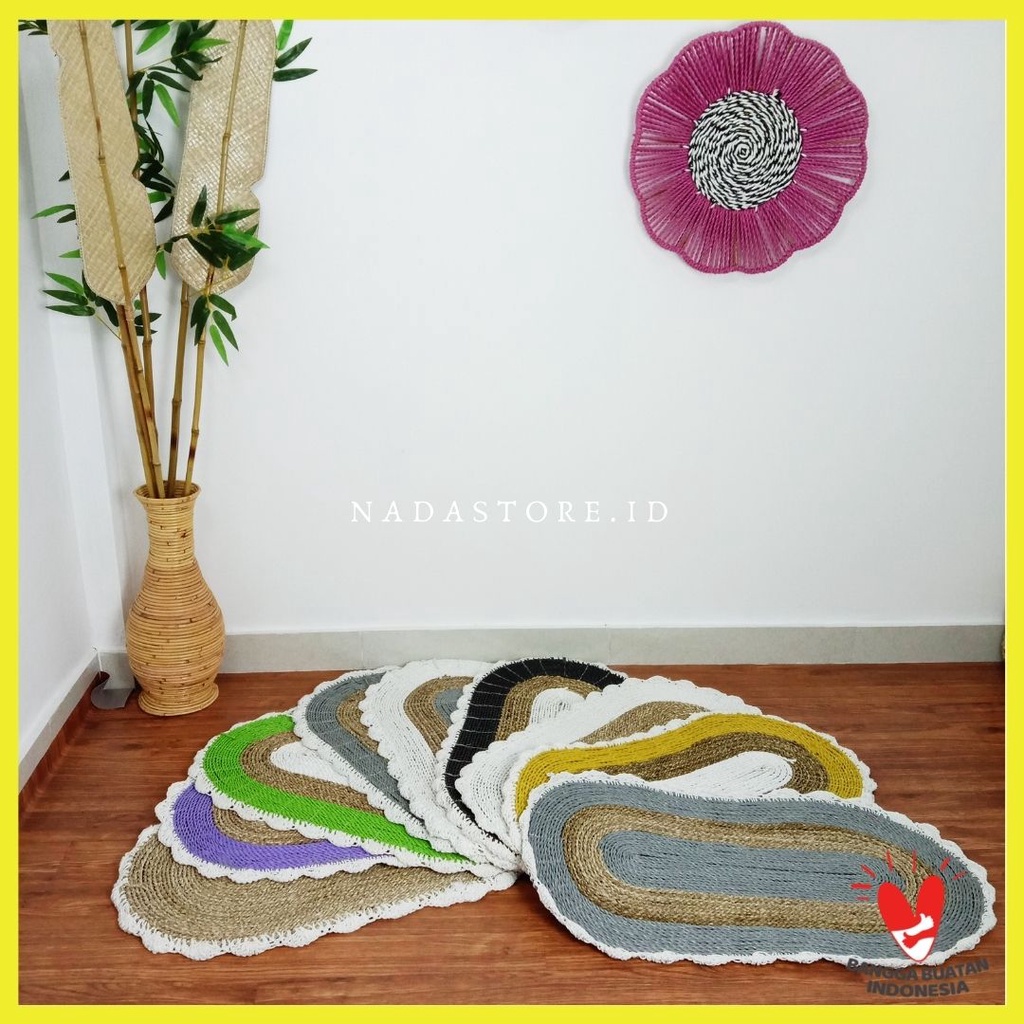 TAPLAK MEJA / TABLE RUNNER Ukuran 85 x 43 cm Anyaman Seagrass shubby