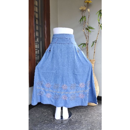 Rok Jeans Wanita / Rok Panjang Wanita / Rok Bordir / Rok Jeans Murah / Rok Cantik