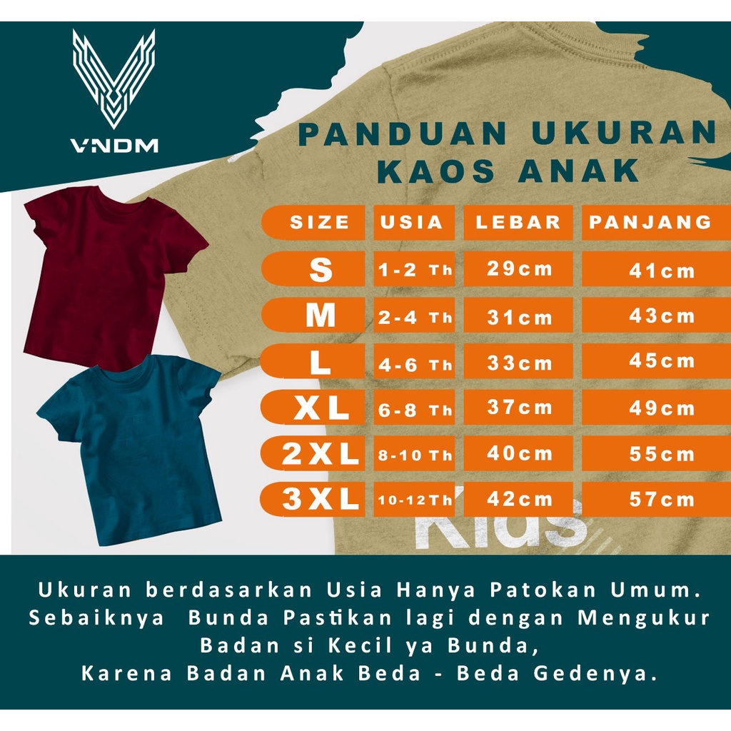 kaos anak , kaos anak laki laki &amp; perempuan ,  kaos anak kekinian , baju kaos anak premium tulisan sablon vendom usia 1-12 tahun