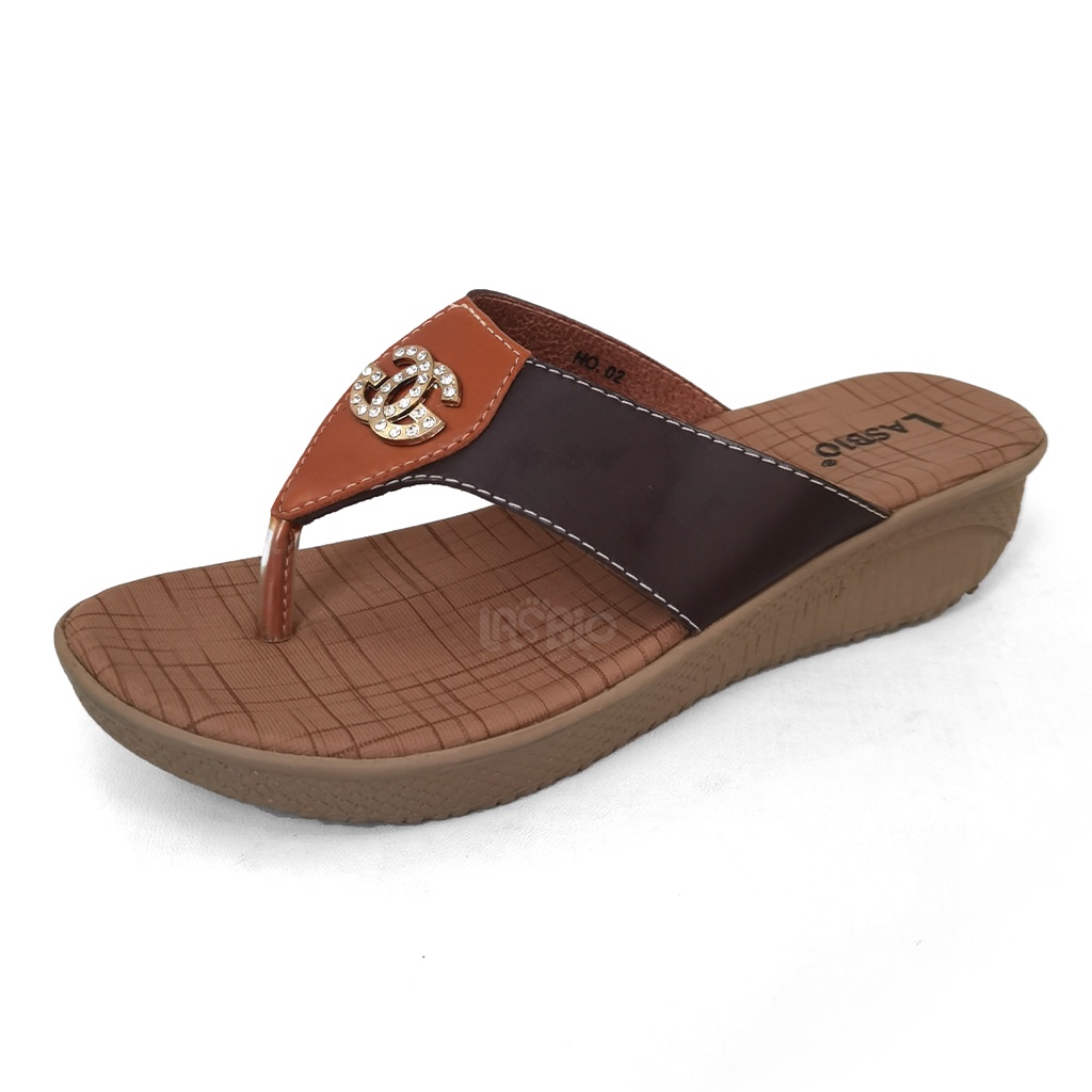 Sandal Jepit Wedges Rendah Kasual Wanita Lasbio HO02