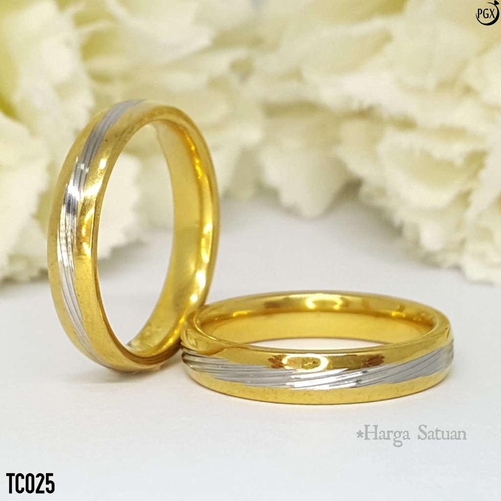 PGX Cincin Titanium Couple Silver Aksesoris Fashion Perhiasan Anti Karat - TC025