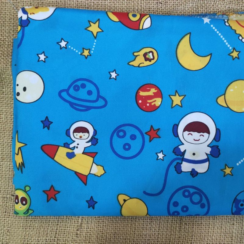 KAIN PERCA KATUN LOKAL MOTIF ASTRO BLUE 60CMX50CM