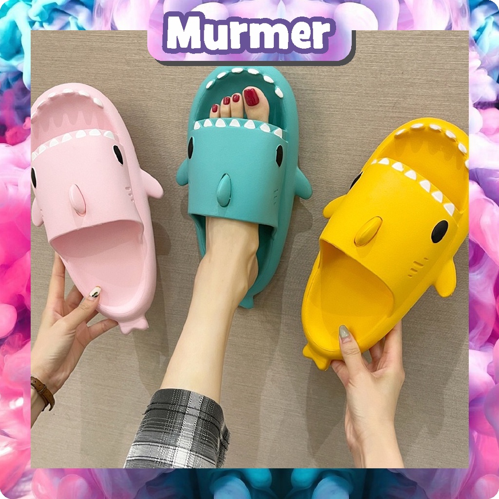 MurmerOfficial Sandal Slip On Wanita Karakter Hiu Dewasa Korean Style Sendal Anti Slip Ringan R793