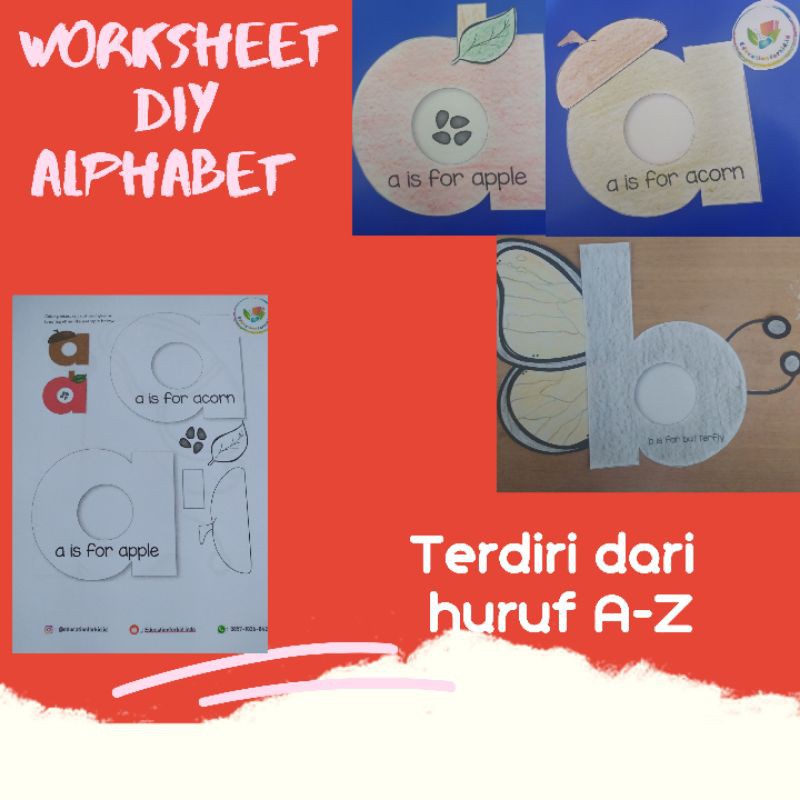 WORKSHEET  DIY ABJAD  DIY HURUF AKTIVITAS ANAK  MEWARNAI ABJAD  GUNTING TEMPEL CUT AND PASTE