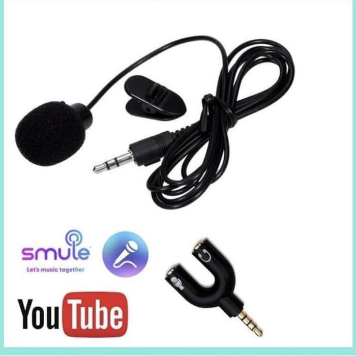 Clip on Microphone eksternal mic + Cable For Handphone Laptop