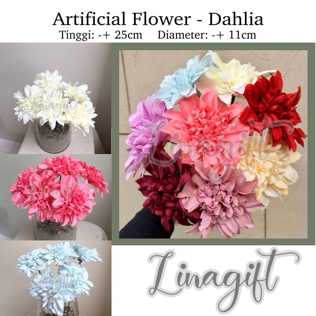 ARTIFICIAL FLOWER - DAHLIA - BUNGA PLASTIK DEKORASI RUMAH HIASAN BUKET BUNGA FLOWER