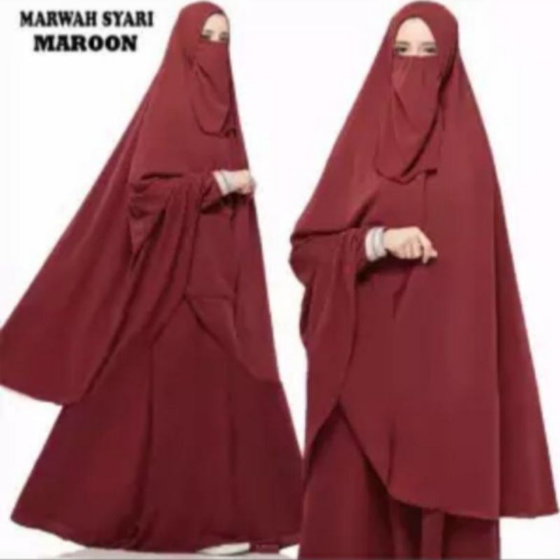 GAMIS MARWAH SYARI SET CADAR//GAMIS TERMURAH//GAMIS SET CADAR//GAMIS SYARI TERBARU-Marun