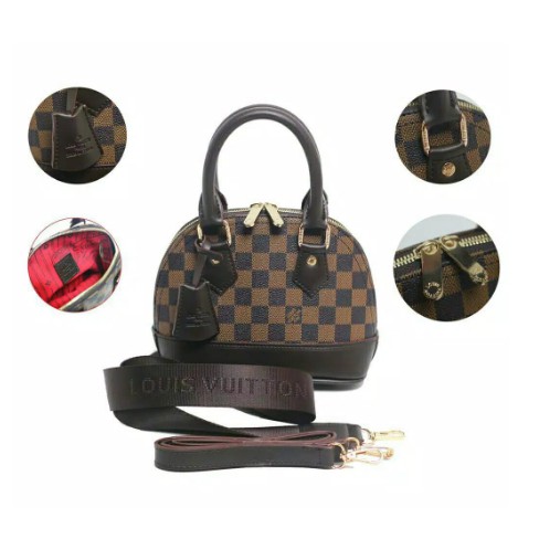 SALE TAS LV ALMA MINI SUPER  2 STARP + GEMBOK TAS LV PREMIUM LOGO LV ALMA MINI FULL EMBOSED
