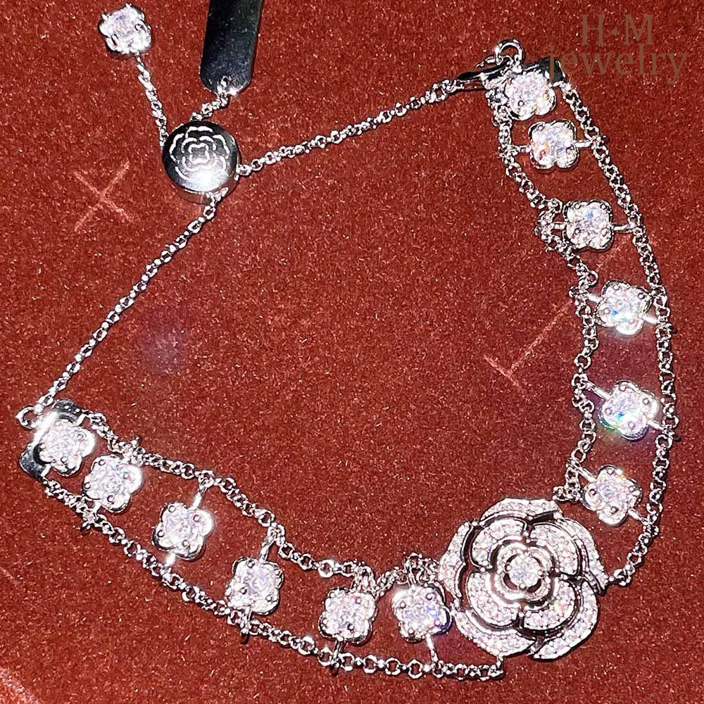 Set Kalunggelanganting Tusuk Bunga Mawar Camellia Bahan Silver S925 Untuk Wanita