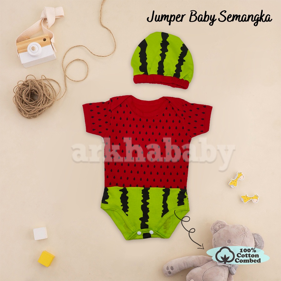 BAJU BAYI JUMPER BAYI MOTIF BUAH WATERMELON/ KOSTUM BAYI/ BAJU BAYI KARAKTER/BAJU BAYI MOTIF BUAH