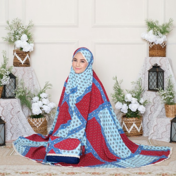 Mukena Zianisa Kombinasi Aliza Navy Allsize Diskon