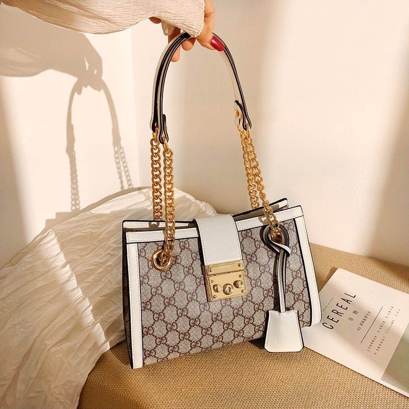 Gucci Padlock Small GG Shoulder Bag Canvas Tas Bahu Putih Semi Premium Import Free Paperbag